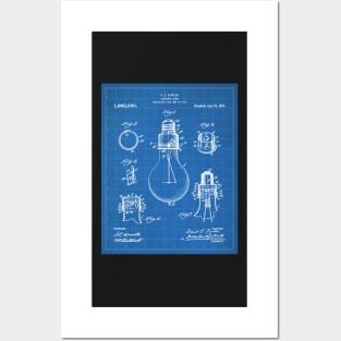 Electric Lamp Patent - Housewarming Home Hallway Art - Blueprint Posters and Art